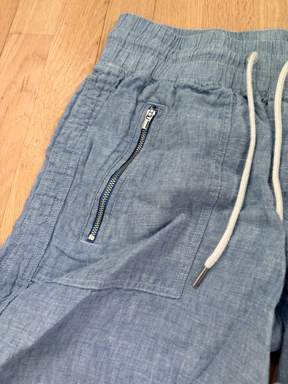Athleta Linen Blend Wide Leg Pants Size 2 Chambray Blue Beach Travel Coastal - Picture 2 of 5
